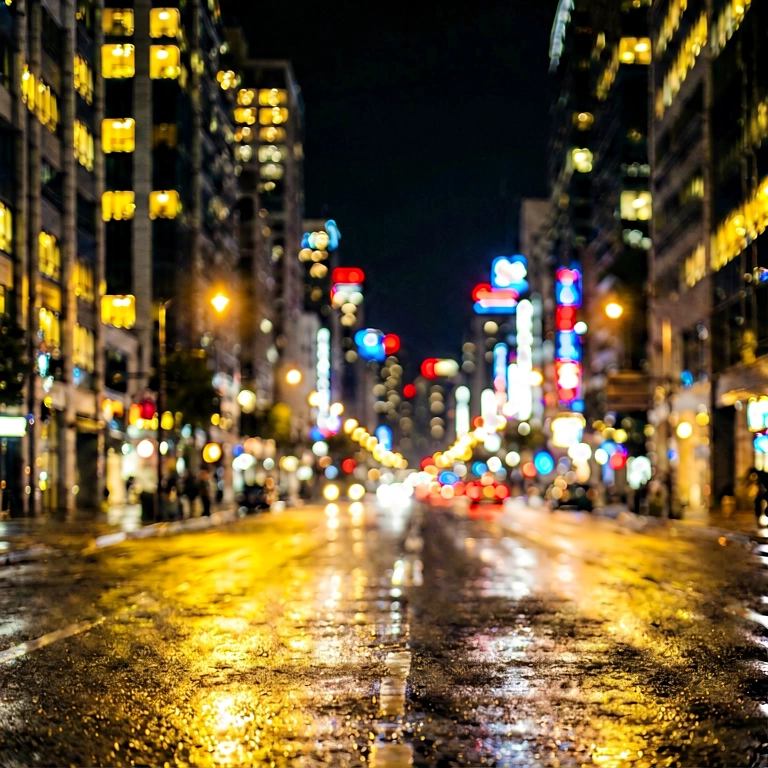 Warm city lights bokeh - bokeh backgrounds free stock photo