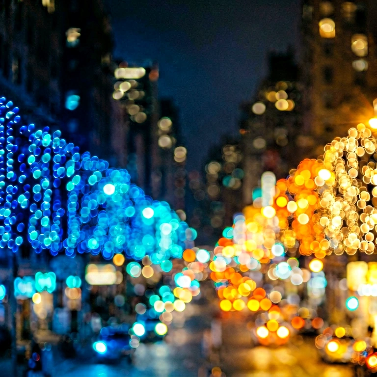 Warm city lights bokeh - bokeh backgrounds free stock photo