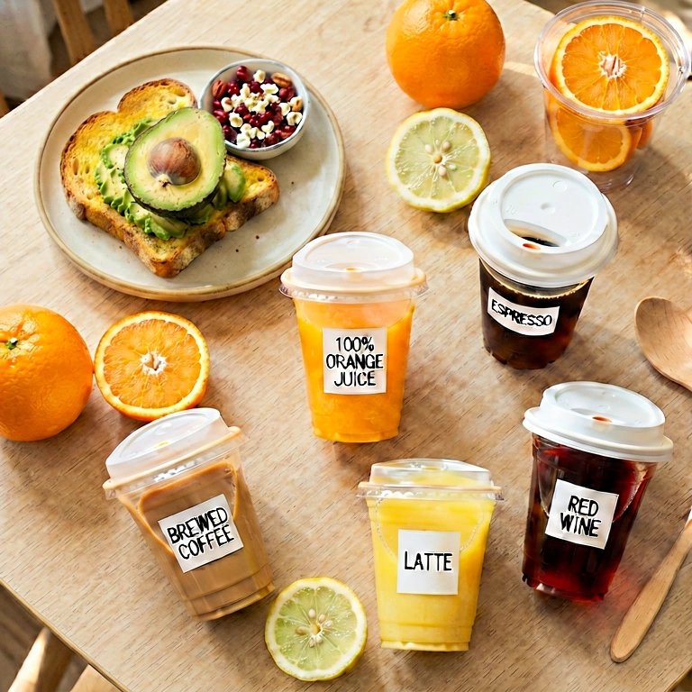 Warm breakfast overhead - food & drink flatlay free stock photo