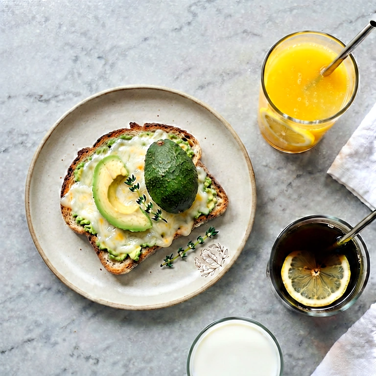 Neutral breakfast overhead - food & drink flatlay free stock photo