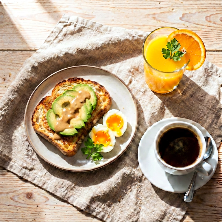 Dramatic breakfast overhead - food & drink flatlay free stock photo
