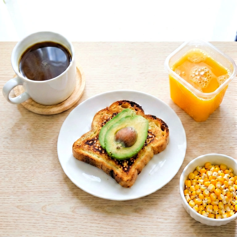 Bright breakfast overhead - food & drink flatlay free stock photo