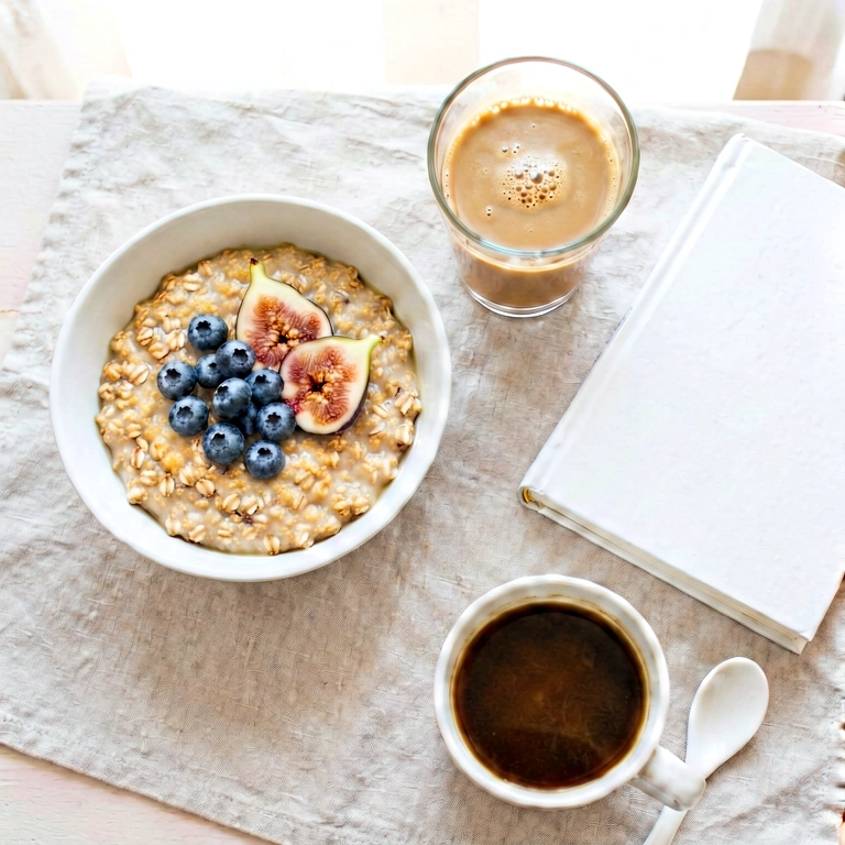 Bright breakfast overhead - food & drink flatlay free stock photo
