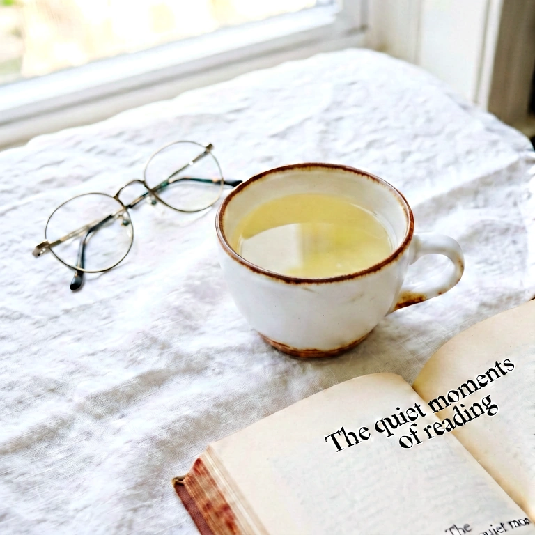Bright tea & reading - food & drink flatlay free stock photo