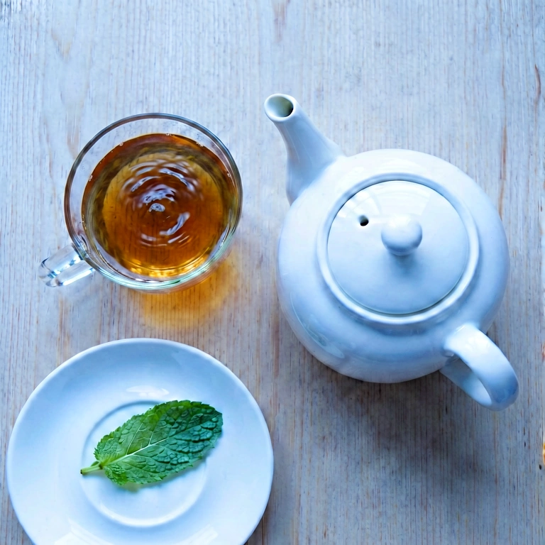 Cool tea & reading - food & drink flatlay free stock photo