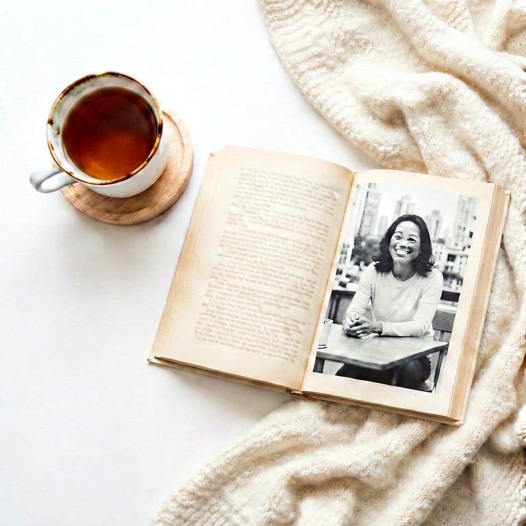 Bright tea & reading - food & drink flatlay free stock photo