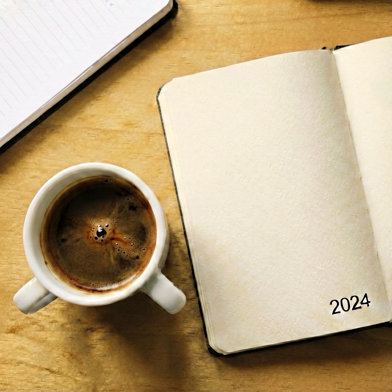 Warm coffee & work - minimalist workspace free stock photo