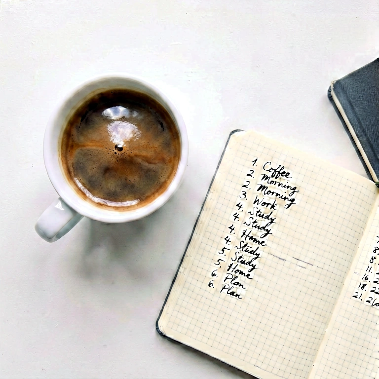 Bright coffee & work - minimalist workspace free stock photo
