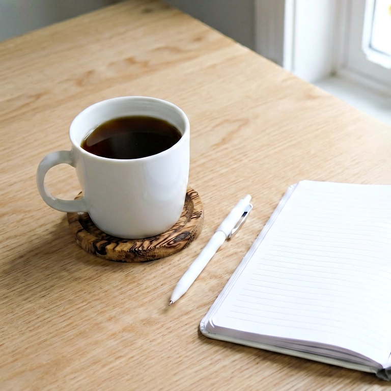 Neutral coffee & work - minimalist workspace free stock photo