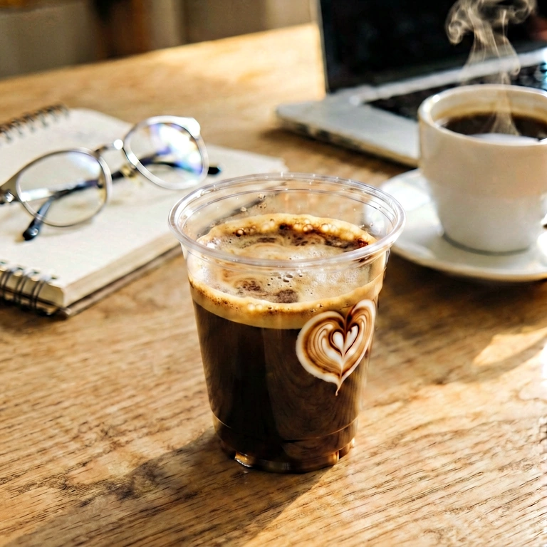 Warm coffee & work - minimalist workspace free stock photo