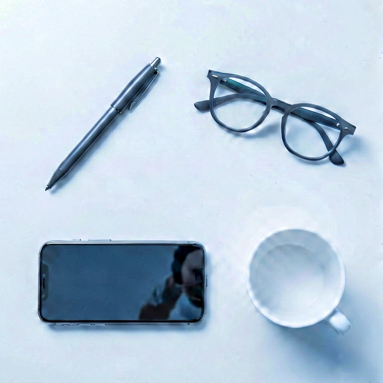 Cool desk flatlay - minimalist workspace free stock photo