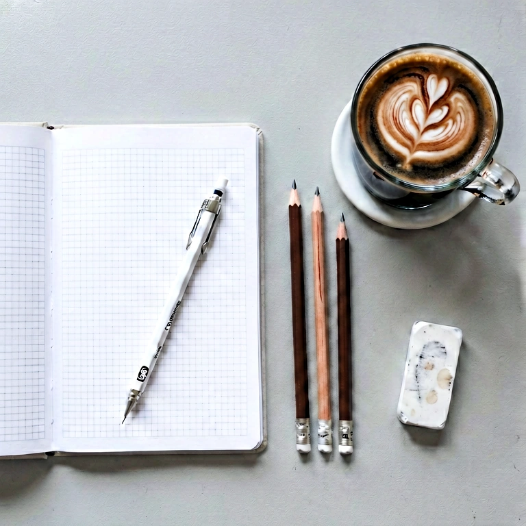 Neutral desk flatlay - minimalist workspace free stock photo
