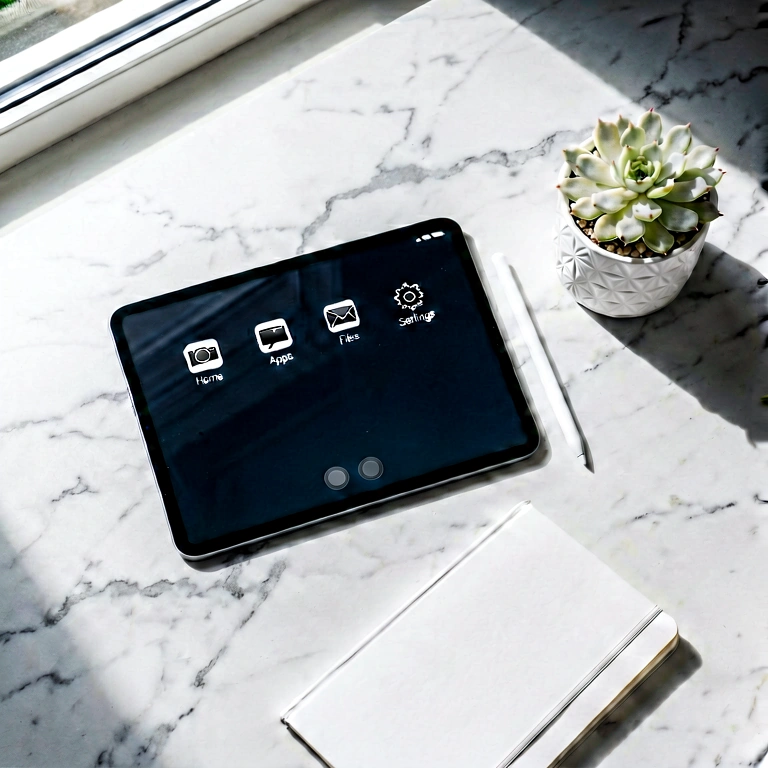 Dramatic desk flatlay - minimalist workspace free stock photo