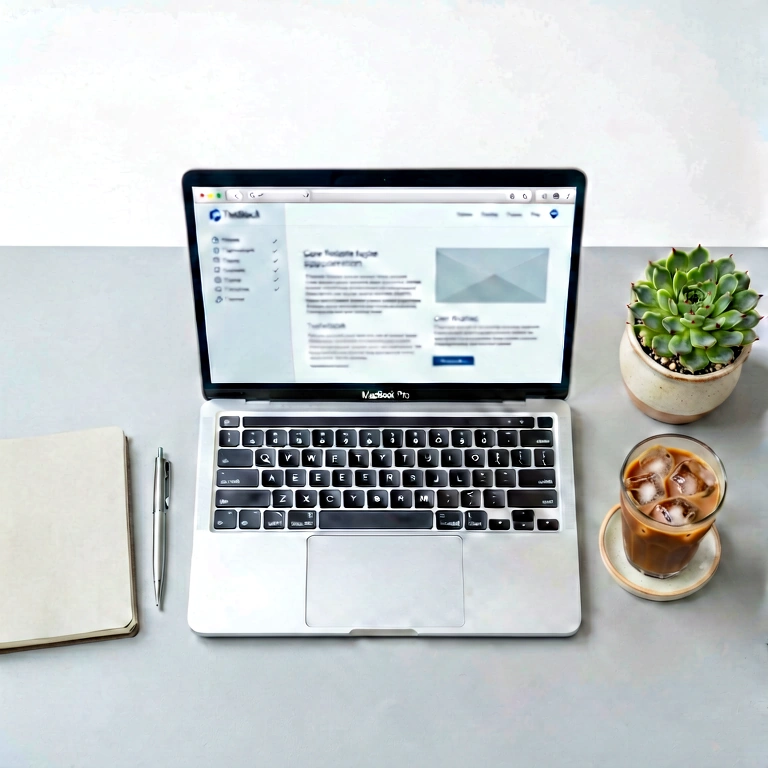 Neutral laptop setup - minimalist workspace free stock photo