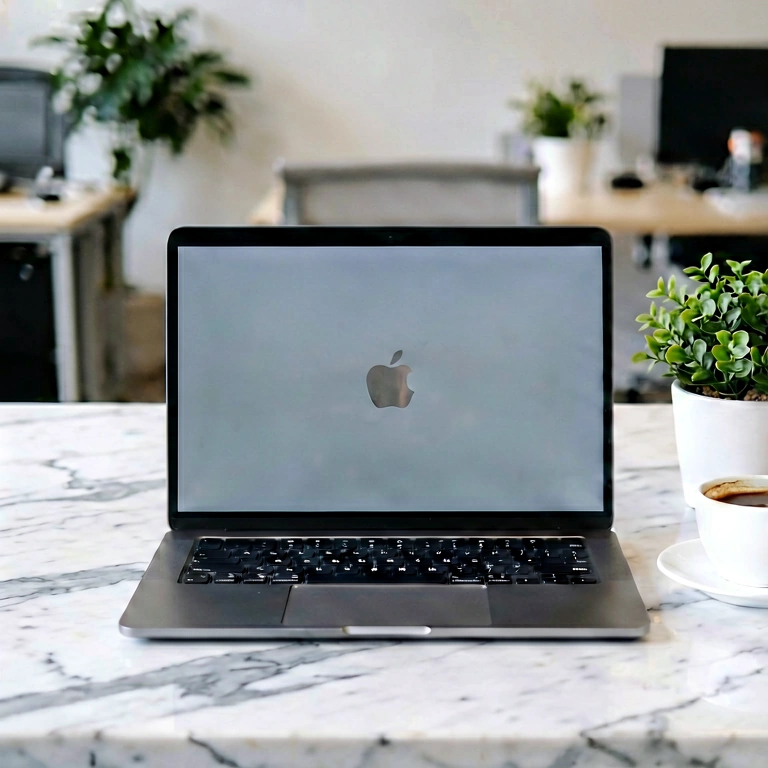 Neutral laptop setup - minimalist workspace free stock photo