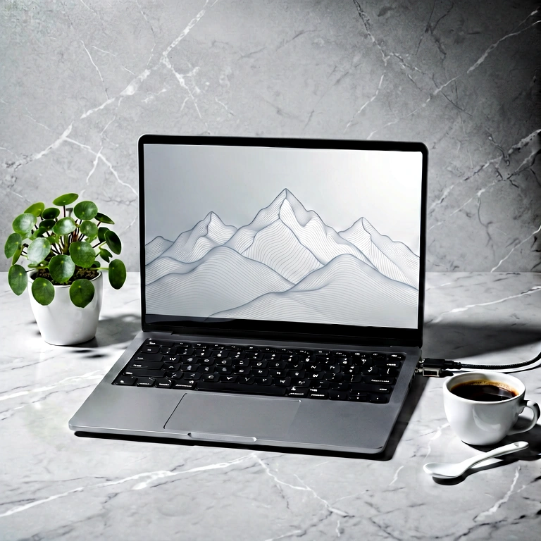 Dramatic laptop setup - minimalist workspace free stock photo