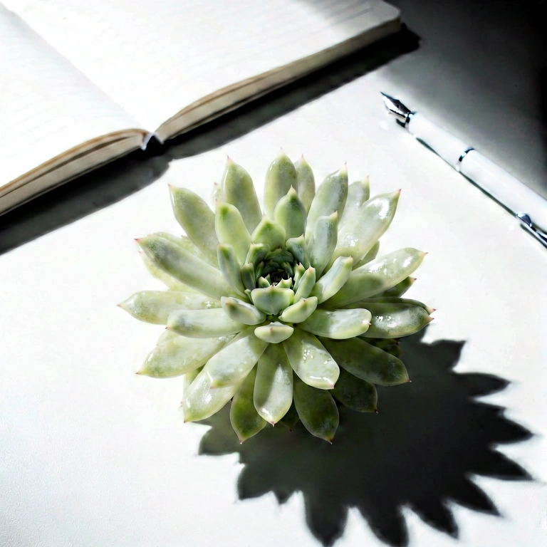 Dramatic plant & work - minimalist workspace free stock photo