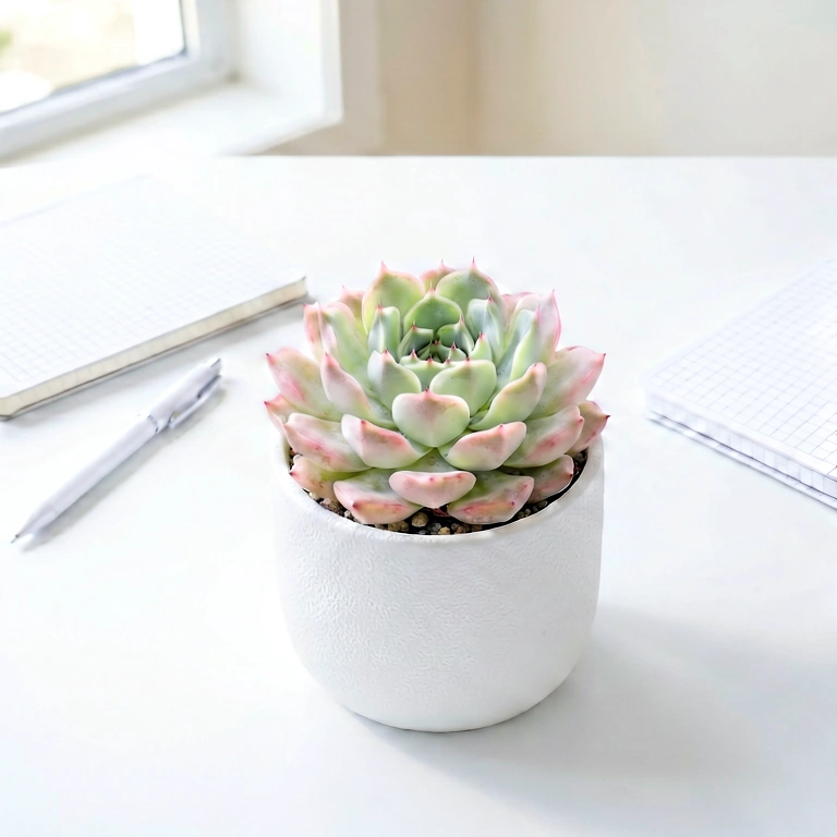 Bright plant & work - minimalist workspace free stock photo