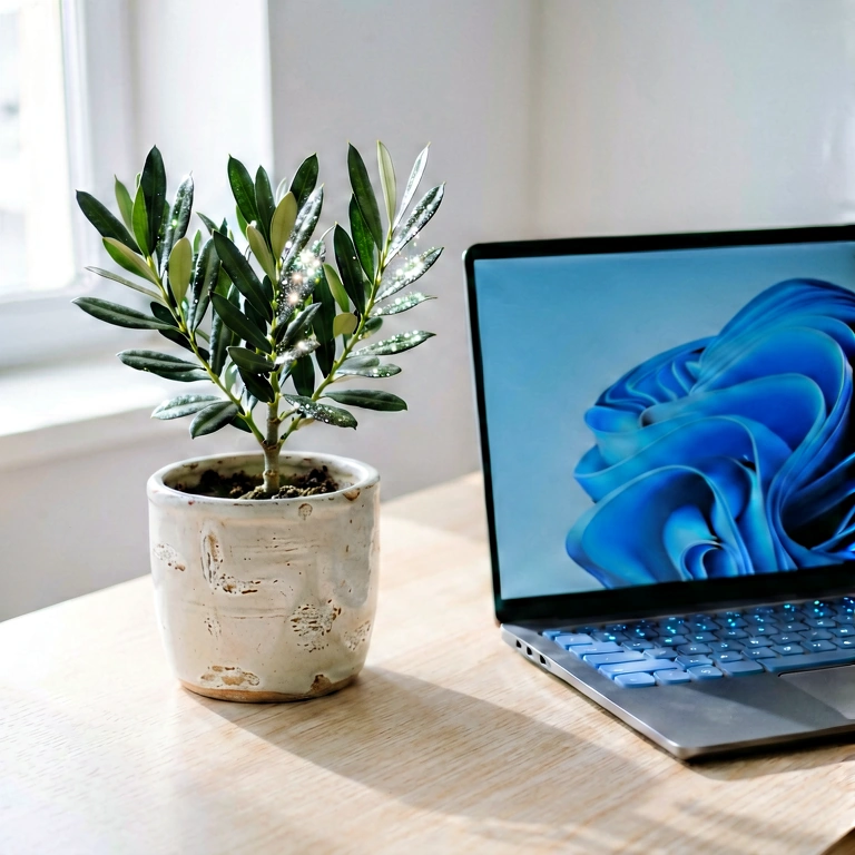 Cool plant & work - minimalist workspace free stock photo