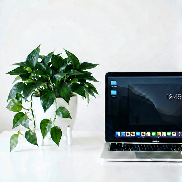 Bright plant & work - minimalist workspace free stock photo