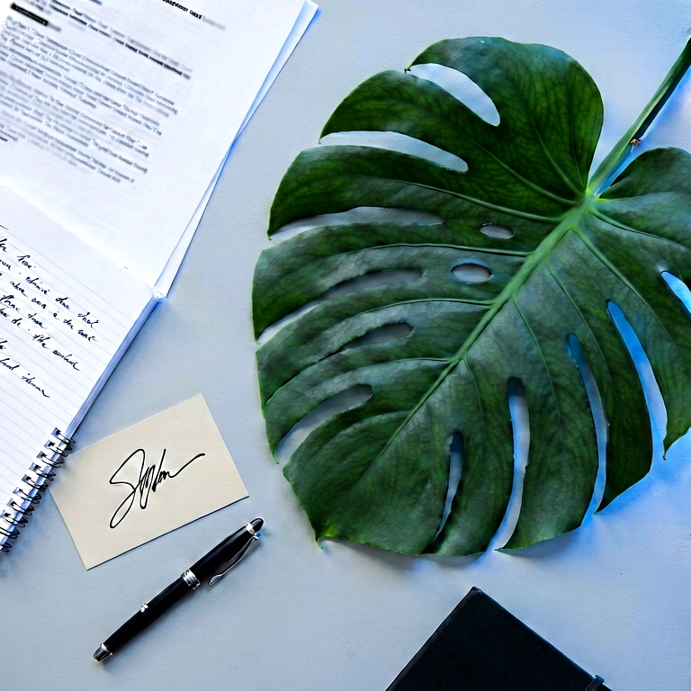 Cool plant & work - minimalist workspace free stock photo