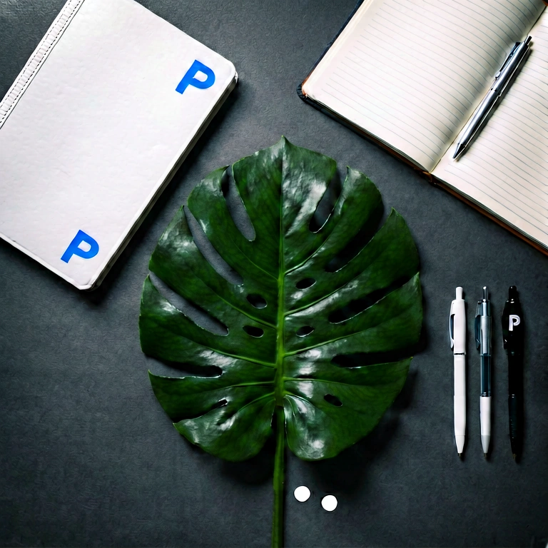 Dramatic plant & work - minimalist workspace free stock photo
