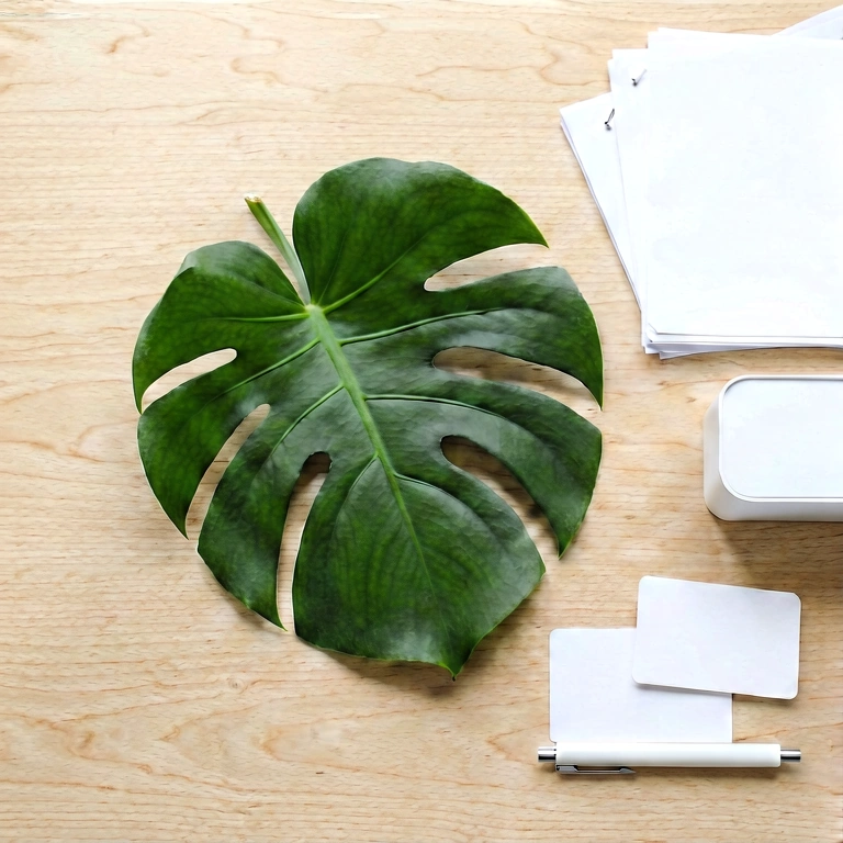 Bright plant & work - minimalist workspace free stock photo
