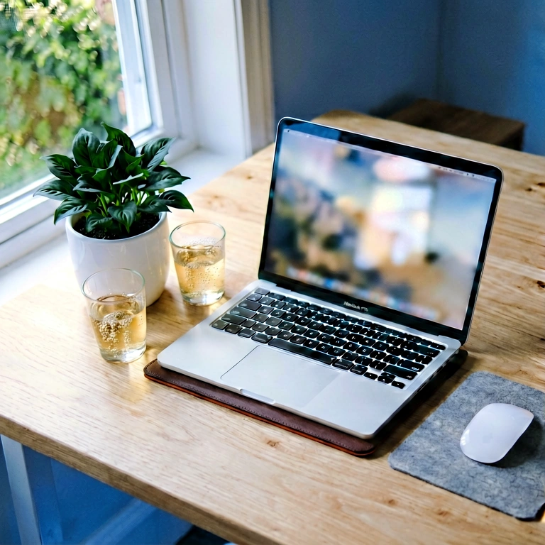 Cool remote work - minimalist workspace free stock photo