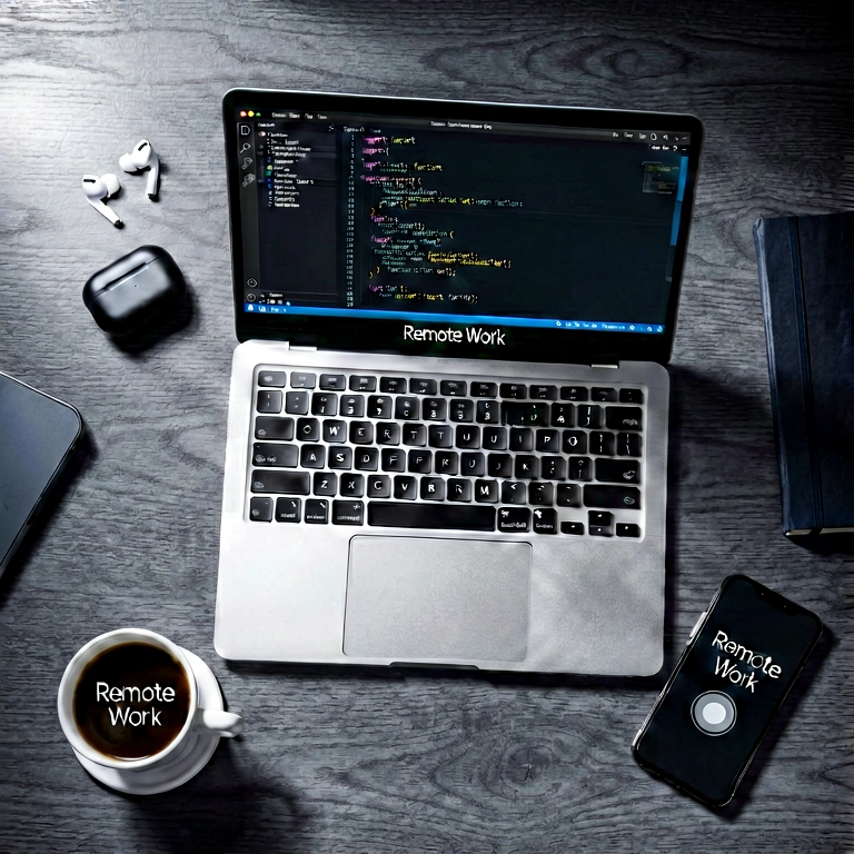 Dramatic remote work - minimalist workspace free stock photo