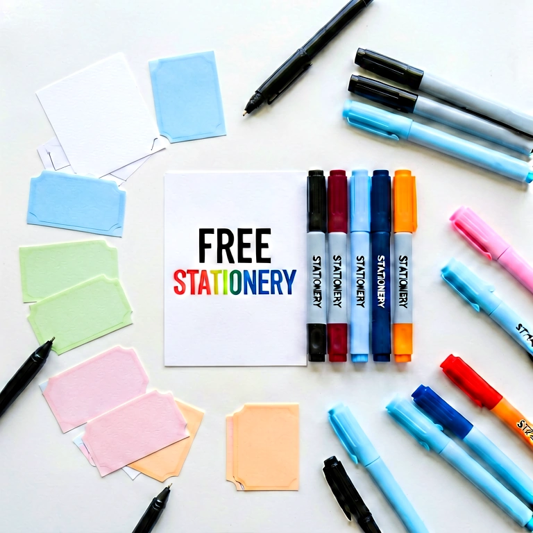 Bright stationery - minimalist workspace free stock photo