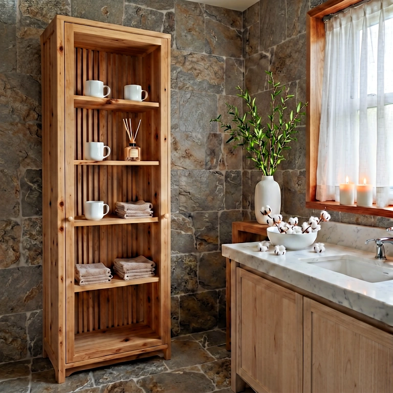 Warm bathroom - modern interior free stock photo