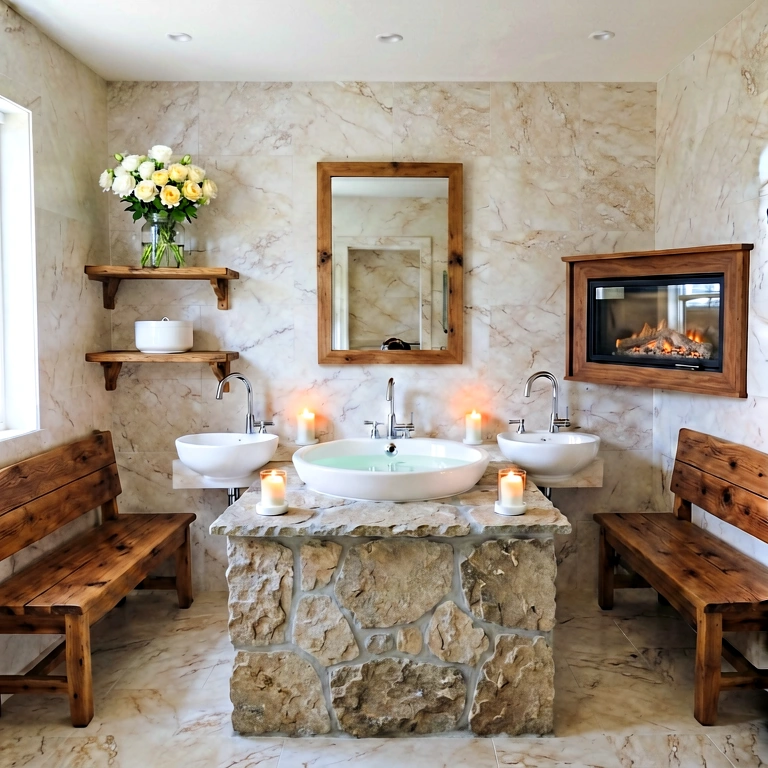 Neutral bathroom - modern interior free stock photo