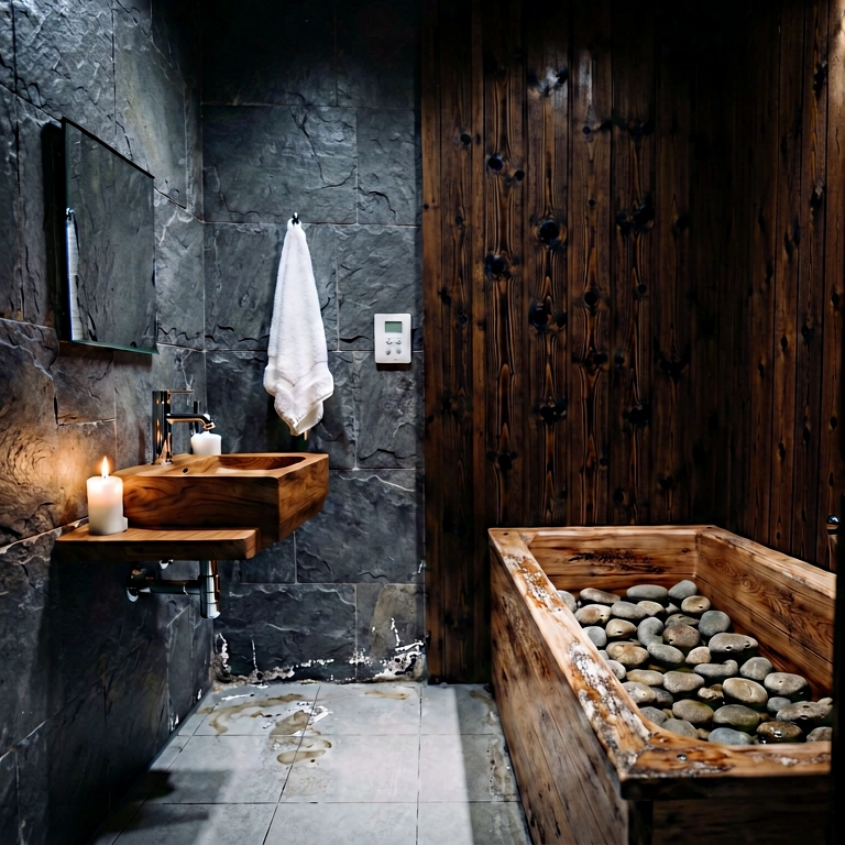 Dramatic bathroom - modern interior free stock photo