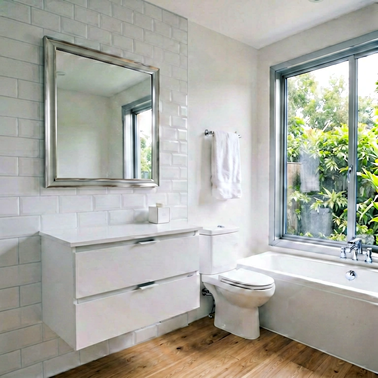 Neutral bathroom - modern interior free stock photo