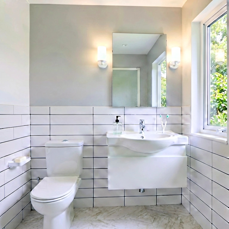 Bright bathroom - modern interior free stock photo