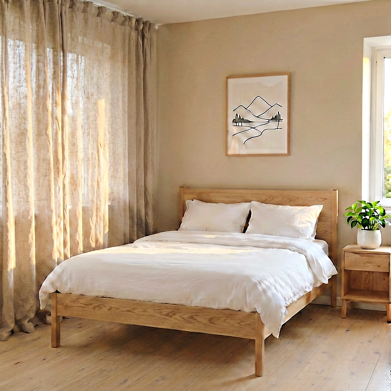 Warm bedroom - modern interior free stock photo