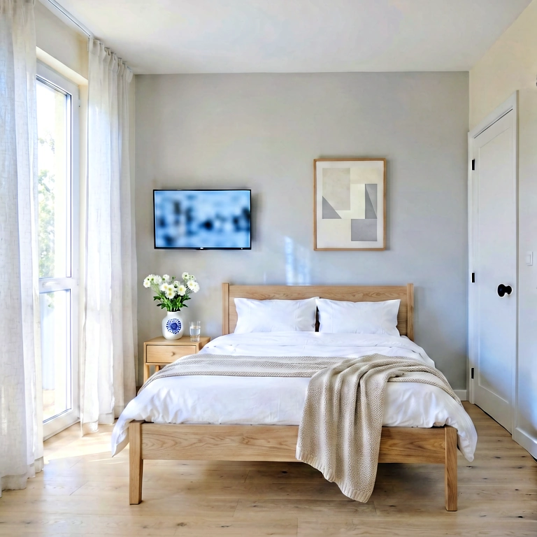 Cool bedroom - modern interior free stock photo