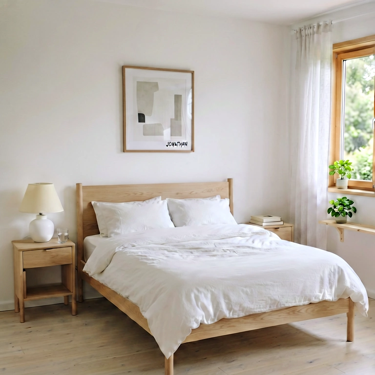 Neutral bedroom - modern interior free stock photo