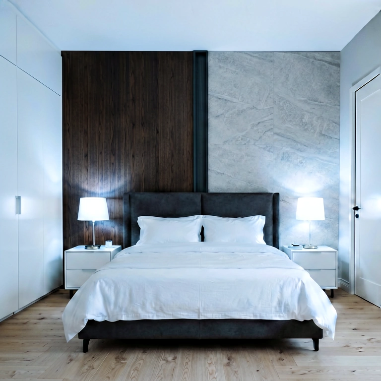 Cool bedroom - modern interior free stock photo