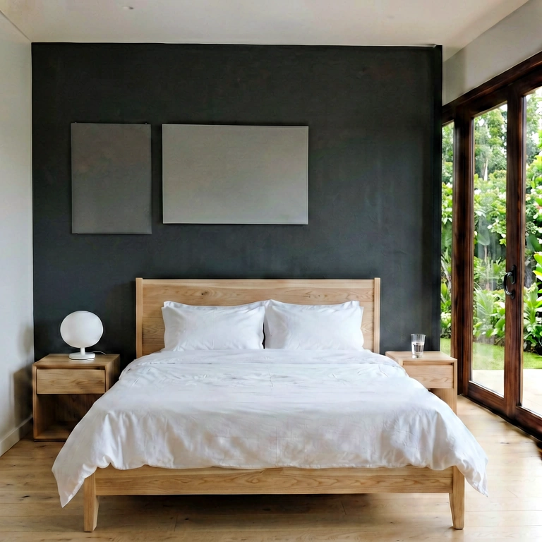 Neutral bedroom - modern interior free stock photo