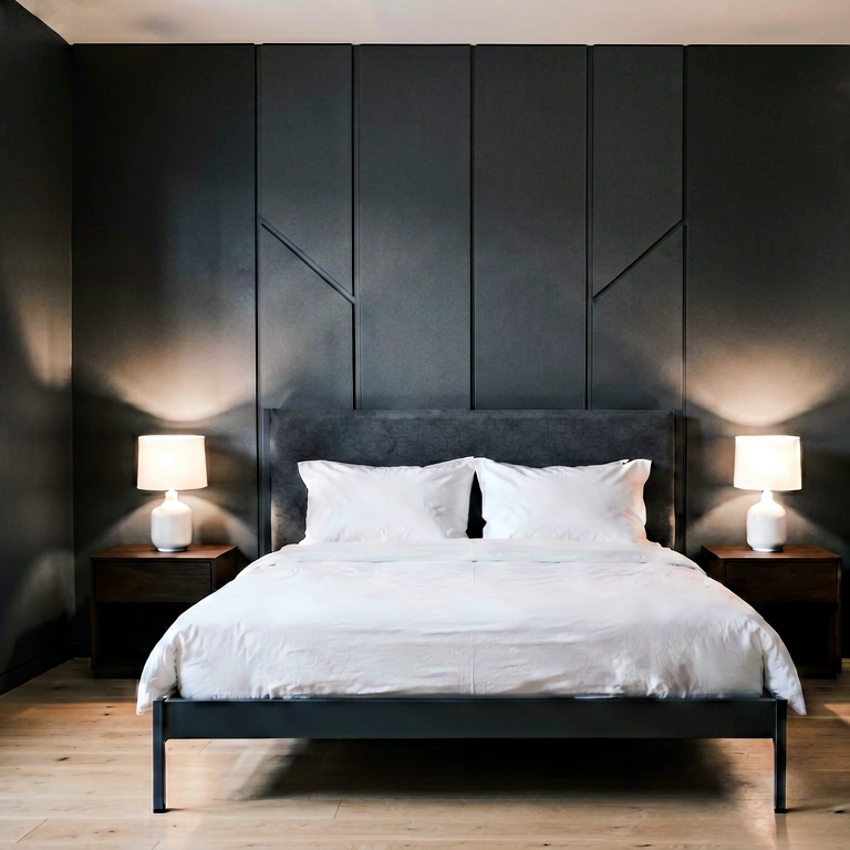 Dramatic bedroom - modern interior free stock photo