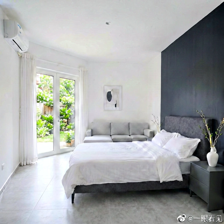 Bright bedroom - modern interior free stock photo