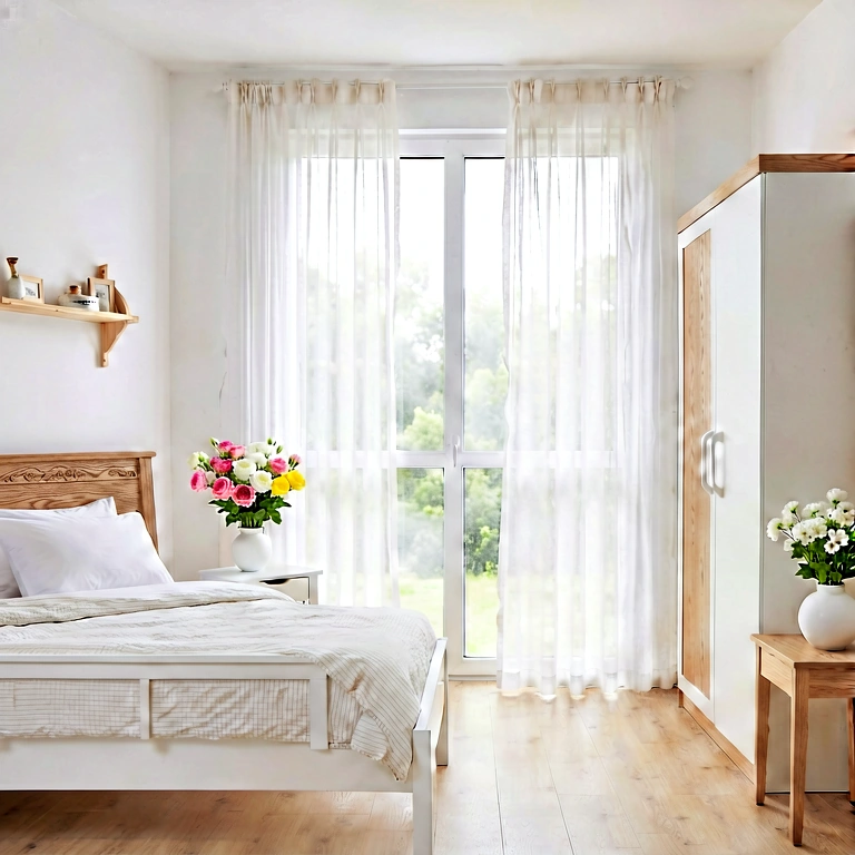Warm bedroom - modern interior free stock photo