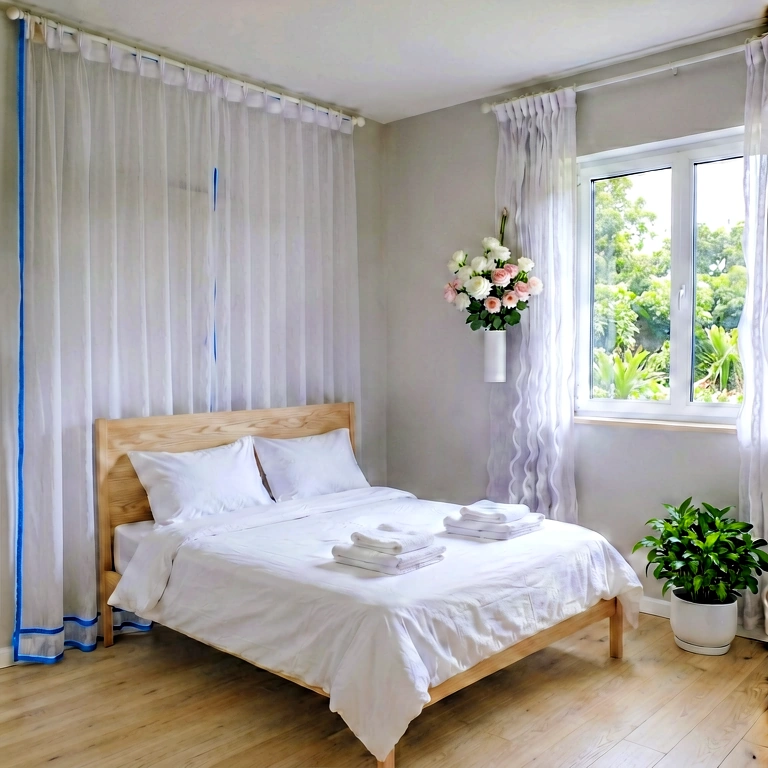 Neutral bedroom - modern interior free stock photo