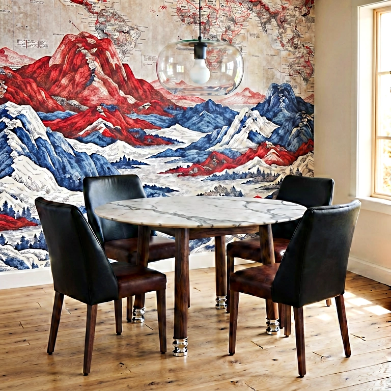 Warm dining room - modern interior free stock photo