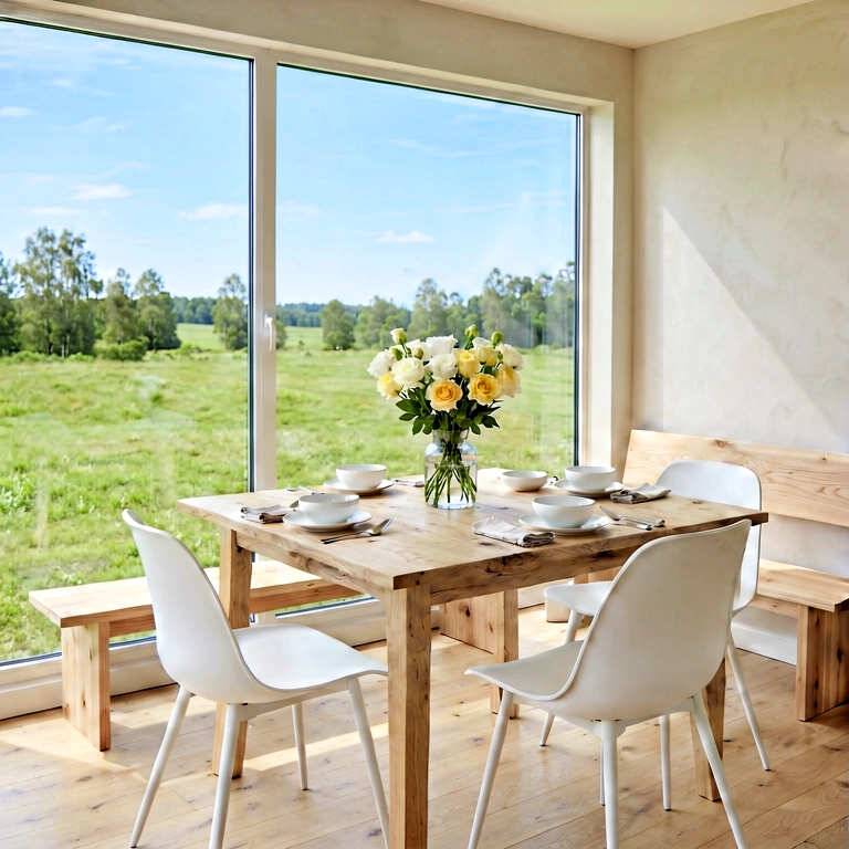 Warm dining room - modern interior free stock photo