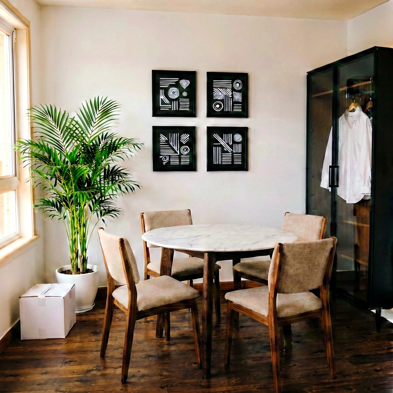 Neutral dining room - modern interior free stock photo