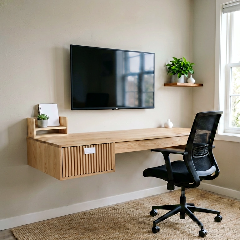 Neutral home office - modern interior free stock photo