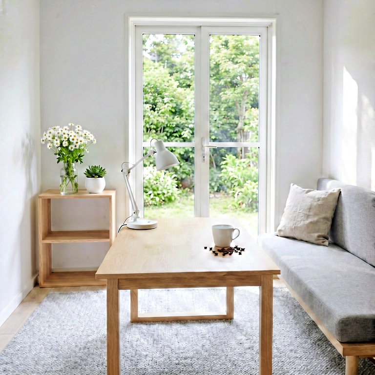 Bright home office - modern interior free stock photo