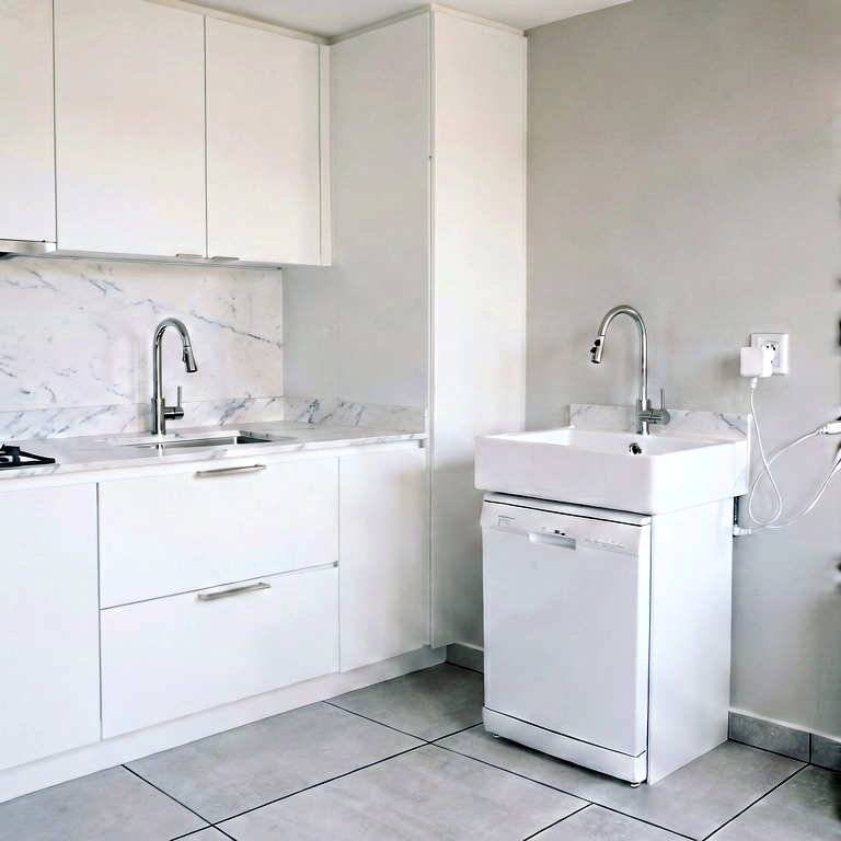 Warm kitchen - modern interior free stock photo